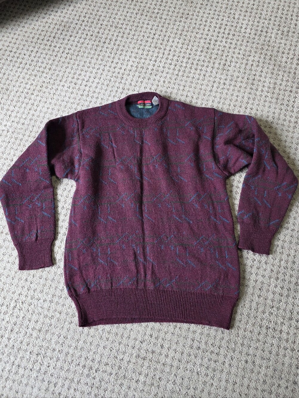 Vintage Churchill Downs Italian Men's Crewneck Sweater in Wine Color